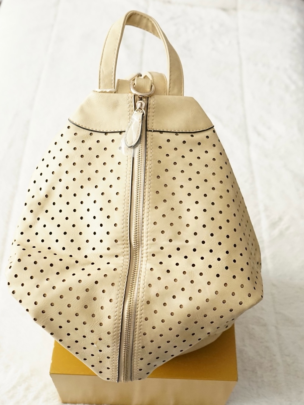 Alyssa Cream Perforated Convertible Backpack Purse NWT